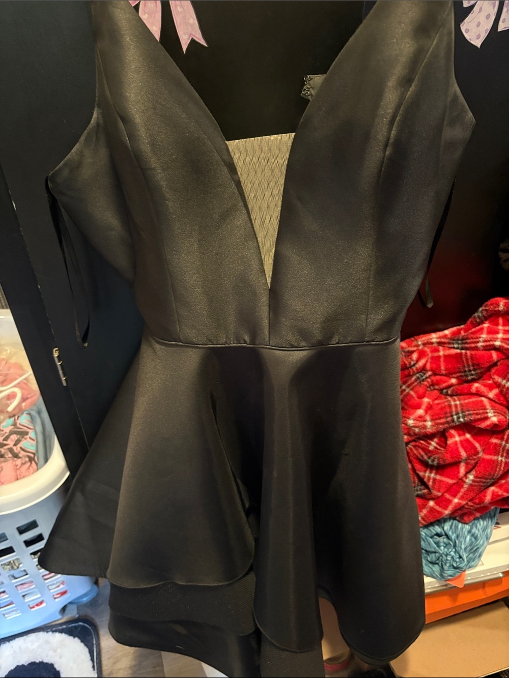 Alyce Paris Black Plunge Fit & Flare Mini Dress